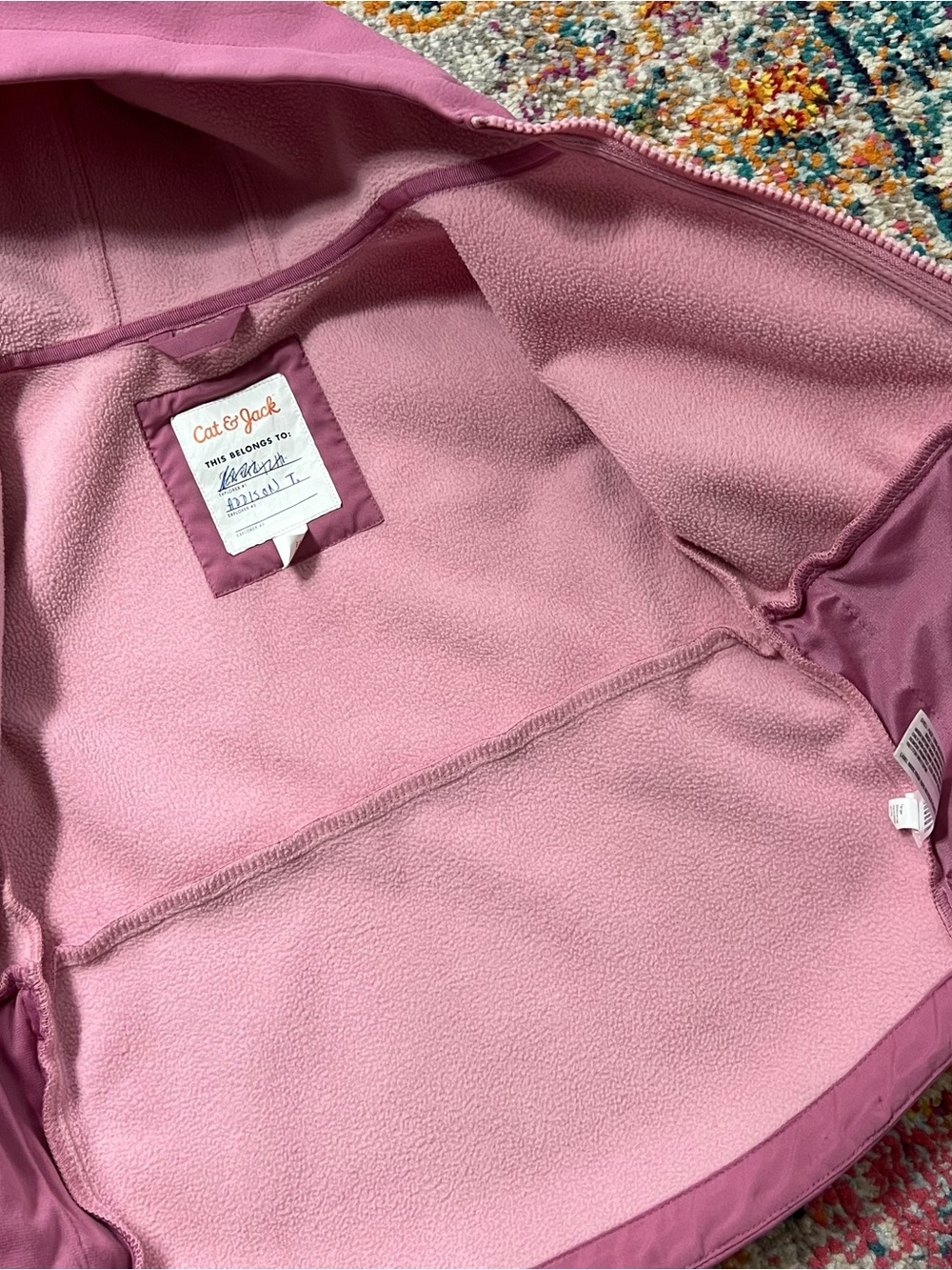 5T Cat & Jack Color Block Two-Tone Pink Hooded Jacket - Picture 4 of 11